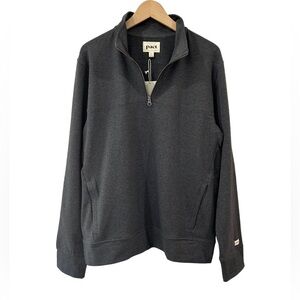 Pact men’s French Terry Quarter Zip sweatshirt L charcoal grey cotton NWT